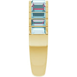 Straight Baguette Sky Blue Topaz Multi Stone Ring in Yellow Gold