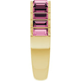 Straight Baguette Pink Tourmaline Multi Stone Ring in Yellow Gold