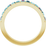 Straight Baguette Sky Blue Topaz Multi Stone Ring in Yellow Gold