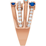 Round Blue Multi-Gemstone & Diamond Ring in Gold and Platinum | n/a