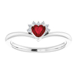 Heart Mozambique Garnet & Diamond Ring in Gold and Platinum