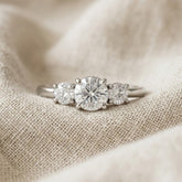 3 Stone Round Cut Lab Diamond Ring 0.50ct in 925 Silver