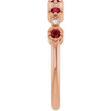 Round Ruby Stackable Ring with Diamond Accents in Gold