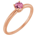 Round Pink Tourmaline Solitaire Ring in Rose Gold