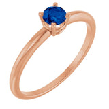 Round Lab-Grown Blue Sapphire Solitaire Ring in Rose Gold