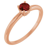 Round Mozambique Garnet Solitaire Ring in Rose Gold