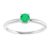 Round Emerald Solitaire Ring in White Gold