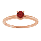 Round Mozambique Garnet Solitaire Ring in Rose Gold