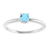 Round Aquamarine Solitaire Ring in White Gold