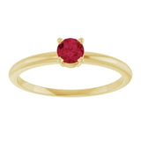 Round Ruby Solitaire Ring in Yellow Gold