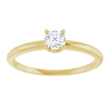 Round White Sapphire Solitaire Ring in Yellow Gold