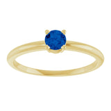 Round Lab-Grown Blue Sapphire Solitaire Ring in Yellow Gold