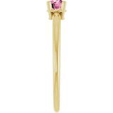 Round Pink Tourmaline Solitaire Ring in Yellow Gold
