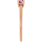 Round Pink Tourmaline Solitaire Ring in Rose Gold
