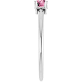 Round Imitation Pink Tourmaline Youth Ring in Gold