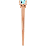 Round Blue Zircon Solitaire Ring in Rose Gold