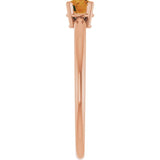 Round Citrine Solitaire Ring in Rose Gold