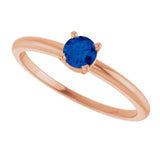 Round Lab-Grown Blue Sapphire Solitaire Ring in Rose Gold