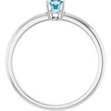 Round Imitation Aquamarine Youth Ring in Gold