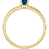 Round Lab-Grown Blue Sapphire Youth Ring in Gold