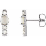 Ethiopian Opal & Diamond Round Bar Earrings in Gold and Platinum
