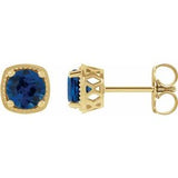 Blue Sapphire Round Stud Earrings in Gold and Platinum