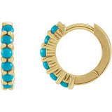 Turquoise Round Hoop Earrings in Gold and Platinum