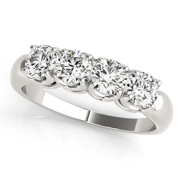 4-Stone Half Eternity Ring in Gold & Platinum