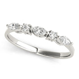 Alternating Round & Marquise Half Eternity Ring in Gold & Platinum