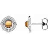Citrine & Diamond Round Stud Earrings in Gold and Platinum