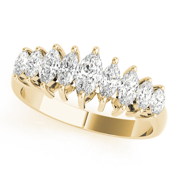 Fancy Marquise Half Eternity Ring in Gold & Platinum