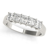 Princess Cut 7 Stone Diamond Ring Prong Setting 9K White Gold