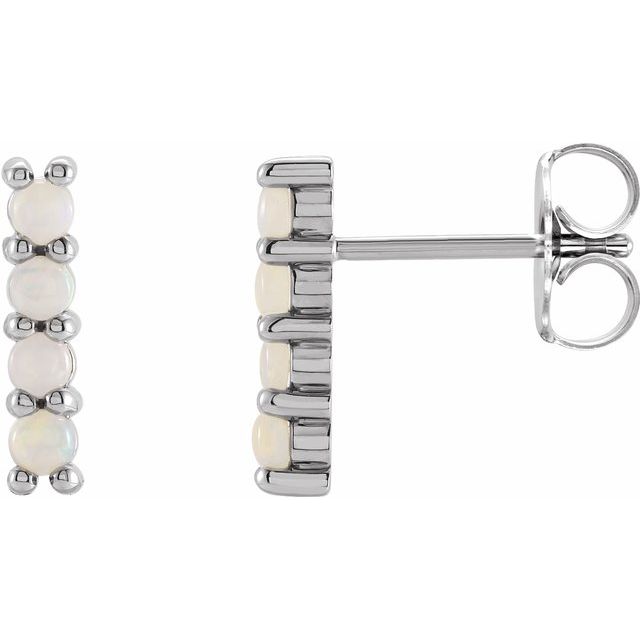 Ethiopian Opal Round Bar Earrings in Gold and Platinum