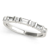 Alternating Round & Baguette Half Eternity Ring in Gold & Platinum