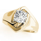 Crowned Solitaires Any Shape Round Diamond Engagement Ring — 9K/18K Gold & Platinum