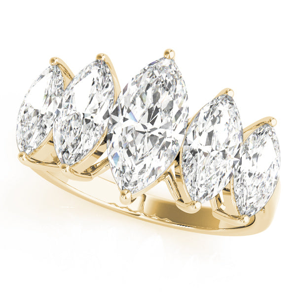 Fancy Marquise Half Eternity Ring in Gold & Platinum