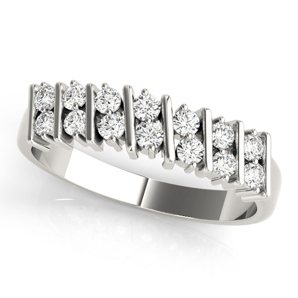 S Bands Half Eternity Ring in Gold & Platinum