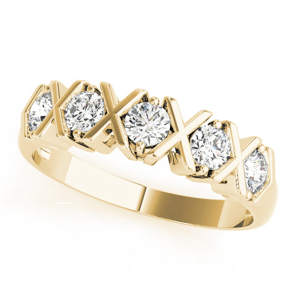 Xo- Prong Set Half Eternity Ring in Gold & Platinum