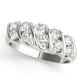 S Bands Half Eternity Ring in Gold & Platinum