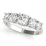 5-Stone Prong Set Half Eternity Ring in Gold & Platinum