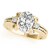 Graceful Color Rings Oval Diamond Engagement Ring — 9K/18K Gold & Platinum