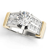 Regal Sidestone Princess Diamond Engagement Ring — 9K/18K Gold & Platinum