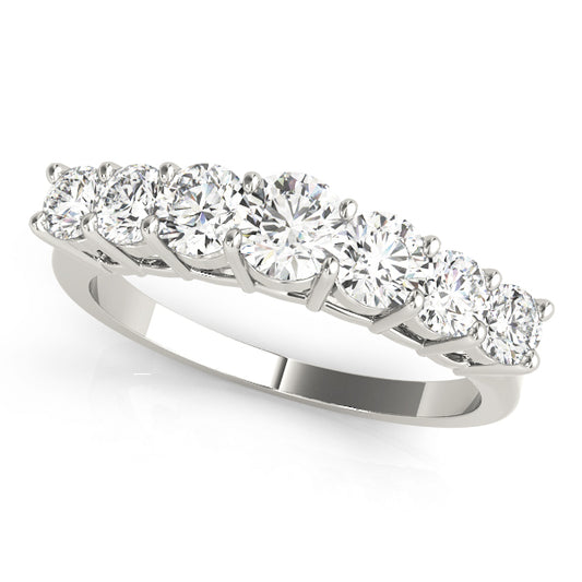 7 Stone Round Cut Lab Grown Diamond Wedding Band Set for Bride, D Color VVS Clarity