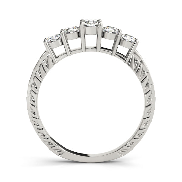 Prong Set Filigree Half Eternity Ring in Gold & Platinum
