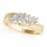 Nature Filigree Milgrain Marquise Half Eternity Ring in Gold & Platinum
