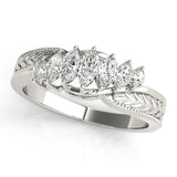 Nature Filigree Milgrain Marquise Half Eternity Ring in Gold & Platinum