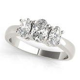 Sophisticated Three-Stone Oval Diamond Engagement Ring — 9K/18K Gold & Platinum