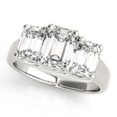 Romantic Three-Stone Emerald Diamond Engagement Ring — 9K/18K Gold & Platinum