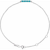 Natural Turquoise Round Cabochon Bar Bracelet In Set