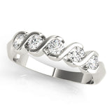 S Bands Half Eternity Ring in Gold & Platinum
